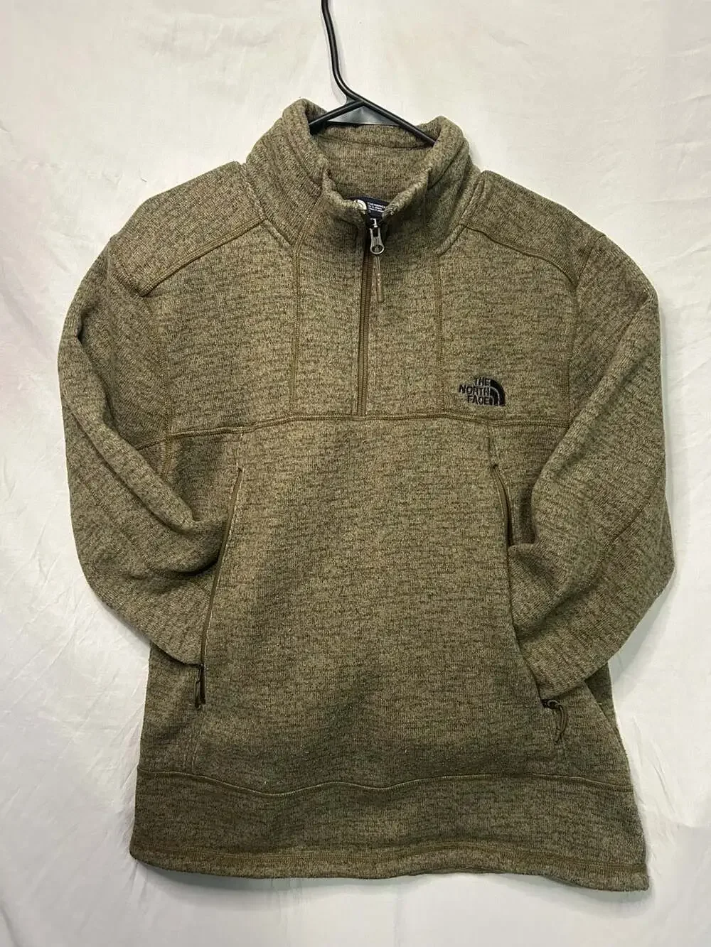 The North Face Men's Olive Green Quarter-Zip Fleece Pullover Jacket Size Large